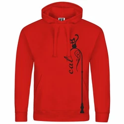 deinshirt Kapuzenpullover Katze auf Laterne Mit Print Motiv Rot