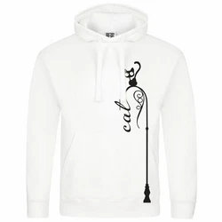 deinshirt Kapuzenpullover Katze auf Laterne Mit Print Motiv Weiß/Beige