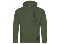 deinshirt Kapuzenpullover Katze auf Laterne Mit Print Motiv Dunkelgrün/Grün