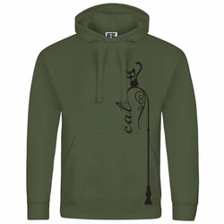 deinshirt Kapuzenpullover Katze auf Laterne Mit Print Motiv Dunkelgrün/Grün