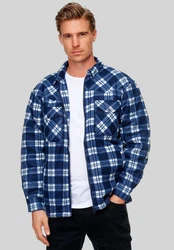 Egomaxx Blouson Fleece Hemd Holzfäller Jacke [2575] Dunkelblau (2575)
