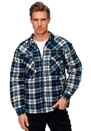 Blouson Fleece Hemd Holzfller Jacke Kariert Gefttert 2575 in Hellblau