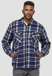 Blouson Fleece Hemd Holzfller Jacke Kariert Gefttert 2575 in Dunkelblau-2