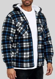 Blouson Holzfller Thermohemd Kariert Geftterte Hoodie Jacke 2598 in Schwarz