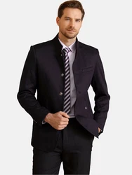 Allthemen Kurzmantel mit Stehkragen Business Dunkelblau/Lila
