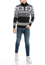 RedBridge Strickpullover Schwarz/Weiß/Gelb/Lila