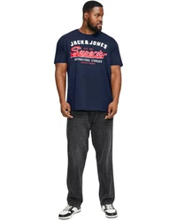 Jack & Jones Print-Shirt T-Shirt Dunkelblau/Hellblau/Blau/Schwarz
