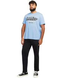 Jack & Jones Print-Shirt T-Shirt Schwarz/Hellblau/Blau