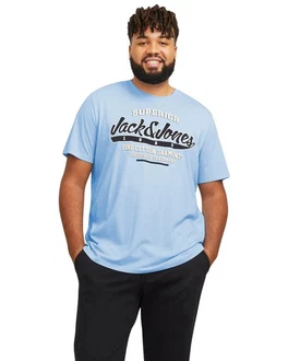 Jack & Jones Print-Shirt T-Shirt Schwarz/Hellblau/Blau
