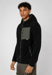 SUBLEVEL Fleecejacke mit Kapuze Schwarz