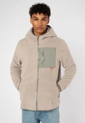 SUBLEVEL Fleecejacke mit Kapuze Beige/Khaki