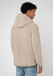 SUBLEVEL Fleecejacke mit Kapuze Beige/Khaki