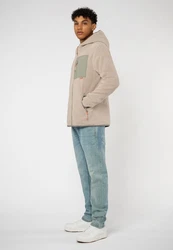 SUBLEVEL Fleecejacke mit Kapuze Beige/Khaki