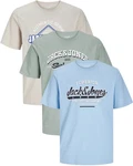 Jack & Jones Print-Shirt (Spar Set, 3er-Pack) Blau/Hellblau/Khaki/Grau Jack & Jones Print-Shirt (Spar Set, 3er-Pack) Blau/Hellblau/Khaki/Grau