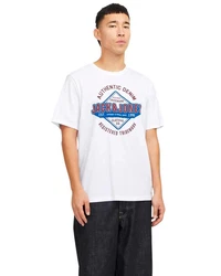 Jack & Jones Print-Shirt (Spar Set, 3er-Pack) Khaki/Hellblau/Creme/Blau
