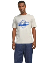 Jack & Jones Print-Shirt (Spar Set, 3er-Pack) Khaki/Hellblau/Creme/Blau