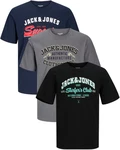 Jack & Jones Print-Shirt (Spar Set, 3er-Pack) Dunkelblau/Schwarz/Hellblau/Blau/Grau/Dunkelgrau