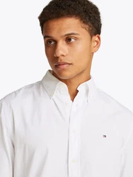 TOMMY HILFIGER Hemd 'FLEX' CORE POPLIN SOLID RF SHIRT Weiß/Creme/Khaki/Dunkelblau
