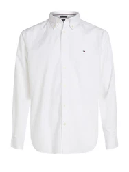 TOMMY HILFIGER Hemd 'FLEX' CORE POPLIN SOLID RF SHIRT Weiß/Creme/Khaki/Dunkelblau