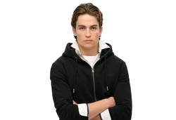 Superdry Sweatjacke Essential Logo Zip Hoodie Schwarz/Hellblau/Khaki/Weiß