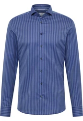 Eterna Langarmhemd SLIM FIT NON IRON Dunkelblau/Blau/Hellblau
