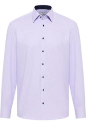 Eterna Langarmhemd COMFORT FIT NON IRON Lila/Dunkelblau