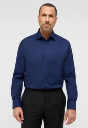 Eterna Langarmhemd MODERN FIT NON IRON Dunkelblau/Blau