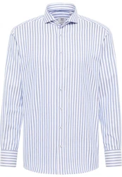Eterna Langarmhemd MODERN FIT NON IRON Hellblau/Weiß