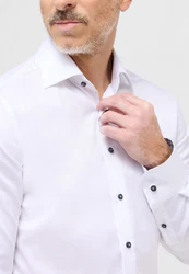 Eterna Langarmhemd SLIM FIT NON IRON Weiß/Creme/Grün