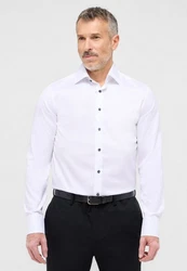 Eterna Langarmhemd SLIM FIT NON IRON Weiß/Creme/Grün