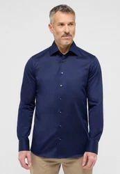 Eterna Langarmhemd SLIM FIT NON IRON Dunkelblau/Blau