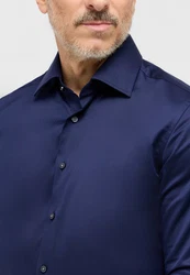 Eterna Langarmhemd SLIM FIT NON IRON Dunkelblau/Blau