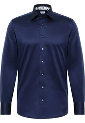 Eterna Langarmhemd SLIM FIT NON IRON Dunkelblau/Blau