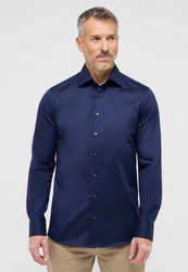 Eterna Langarmhemd SLIM FIT NON IRON Dunkelblau/Blau