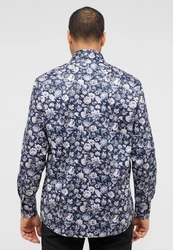 Eterna Langarmhemd COMFORT FIT NON IRON Dunkelblau/Blau/Lila