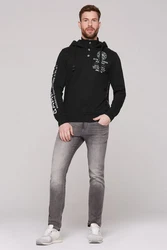 CAMP DAVID Kapuzensweatshirt Schwarz/Grau/Orange/Weiß