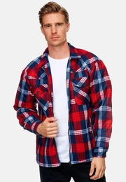 Blouson Fleece Hemd Holzfller Jacke Kariert Gefttert 2575 in Blau-Rot