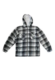 Blouson Holzfller Thermohemd Kariert Geftterte Hoodie Jacke 2598 in Grau-Blau