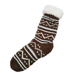Frostfighter Haussocken Herren Hüttensocken ABS Stoppersohle Dunkelbraun/Braun