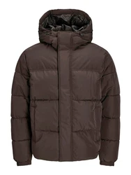 Jack & Jones Steppjacke JJEBradley Puffer mit Kapuze dunkelbraun