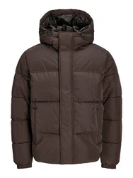 Jack & Jones Steppjacke JJEBradley Puffer mit Kapuze dunkelbraun