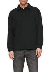 s.Oliver Langarm-Poloshirt mit Logo Stickerei Schwarz
