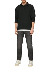 s.Oliver Langarm-Poloshirt mit Logo Stickerei Schwarz