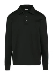 s.Oliver Langarm-Poloshirt mit Logo Stickerei Schwarz