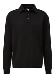s.Oliver Langarm-Poloshirt mit Logo Stickerei Schwarz