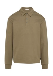 s.Oliver Langarm-Poloshirt mit Logo Stickerei Khaki/Dunkelgrün/Braun/Beige