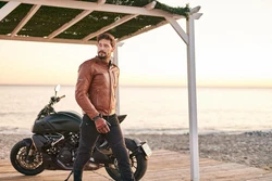 SHIMA Motorradjacke Hunter+ 2.0 Braun/Rot/Orange