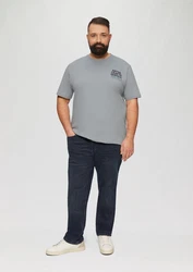 s.Oliver Kurzarmshirt T-Shirt mit Crew Neck und Frontprint Artwork Grau/Hellgrau