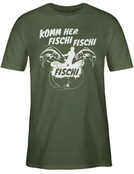 Shirtracer T-Shirt Komm her Fischi Angler Geschenke Grün/Dunkelgrün
