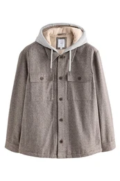 Hemdjacke Strukturierte Hemdjacke mit Kapuze und Borg-Futter (1-St)